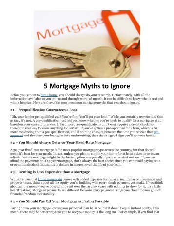 5 Mortgage Myths to Ignore