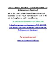 UOP HIS 113 Week 5 Individual Scientific Revolution and Enlightenment Worksheet