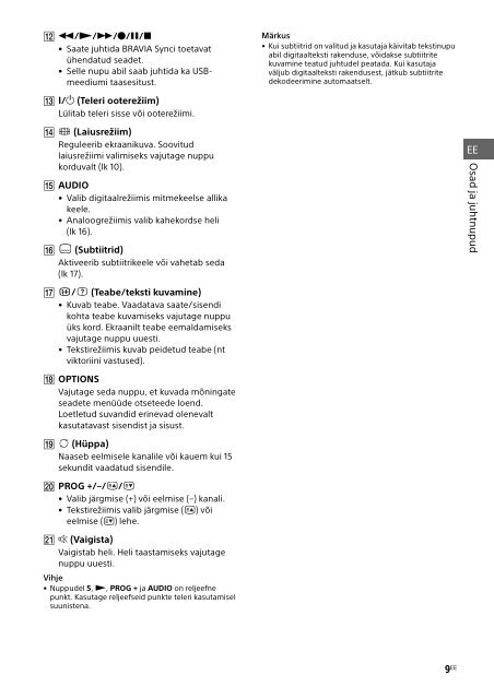 Sony KDL-32R435B - KDL-32R435B Istruzioni per l'uso Estone