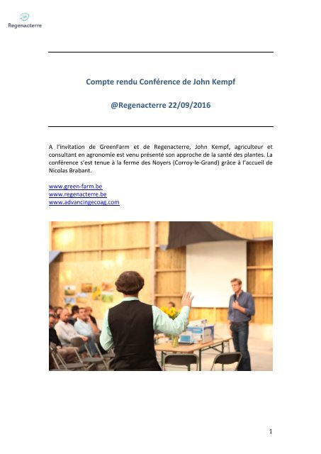 Compte rendu Conférence de John Kempf @Regenacterre 22/09/2016