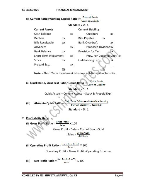 Financial management Notes in Hindi CS Executive - CSHindinotes