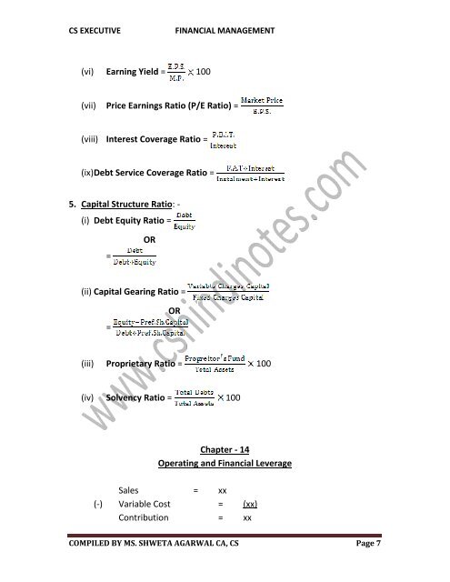 Financial management Notes in Hindi CS Executive - CSHindinotes