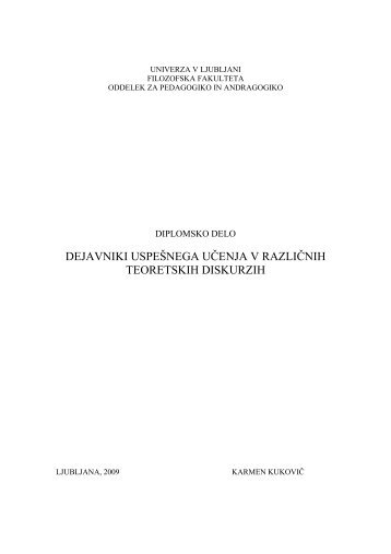 dejavniki uspešnega učenja v različnih teoretskih diskurzih