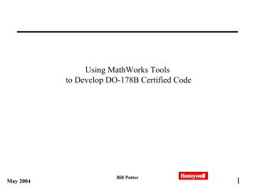 1 Using MathWorks Tools to Develop DO-178B Certified Code