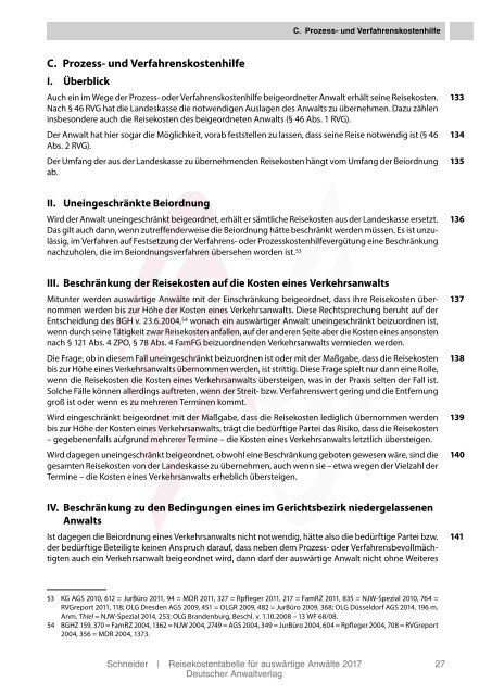 Reisekostentabelle für auswärtige Anwälte 2017