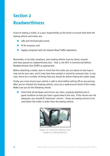 Road safety advice and driver licensing rules for drawing light trailers