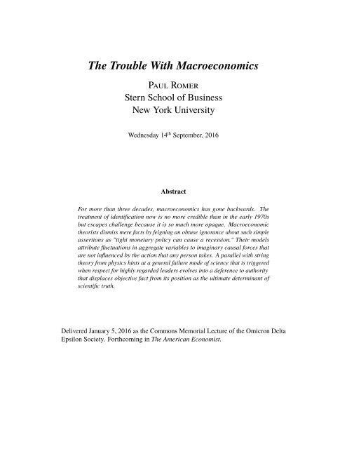 The Trouble With Macroeconomics