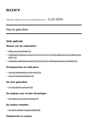 Sony ILCE-6000Y - ILCE-6000Y Guida (Versione stampabile) Olandese