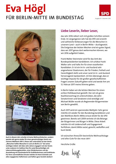 Newsletter Dr. Eva Högl | Ausgabe 64 | Dezember 2016