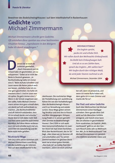 Z - DAS ZOAR-MAGAZIN Ausgabe 4 2016