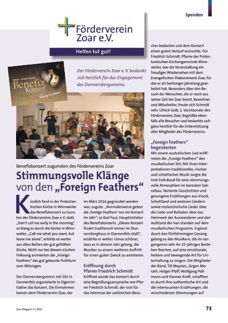 Z - DAS ZOAR-MAGAZIN Ausgabe 4 2016