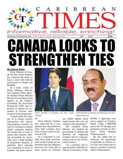 Caribbean Times 56th Issue - Wednesday 14th December 2016