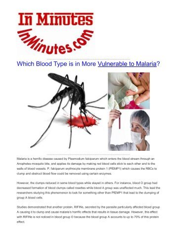 Which Blood Type is in More Vulnerable to Malaria