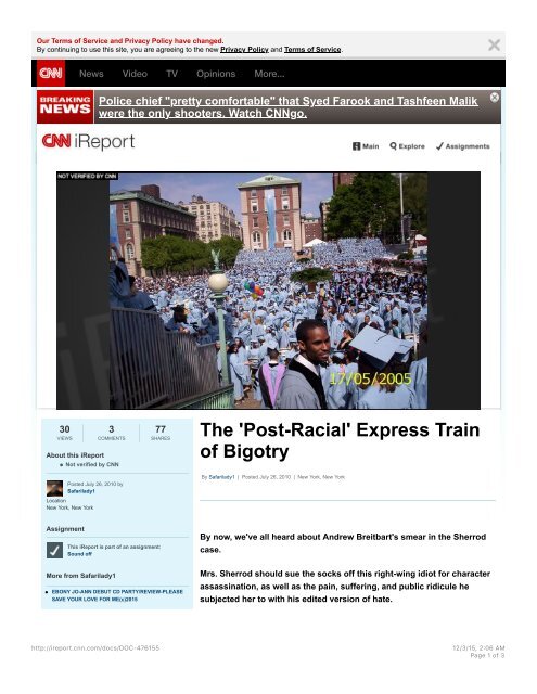 The 'Post-Racial' Express Train of Bigotry - CNN iReport