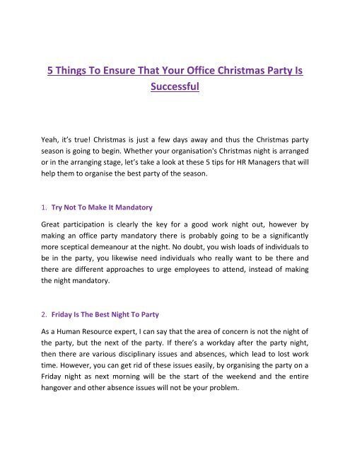 5 Things To Ensure That Your Office Christmas Party Is Successful