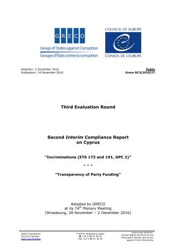 Third Evaluation Round Second Interim Compliance Report on Cyprus