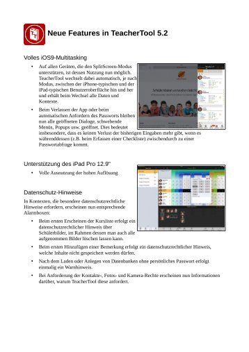 Neue Features in TeacherTool 5.2