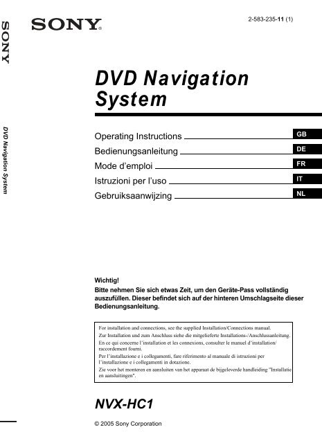 Sony NVX-HC1 - NVX-HC1 Istruzioni per l'uso