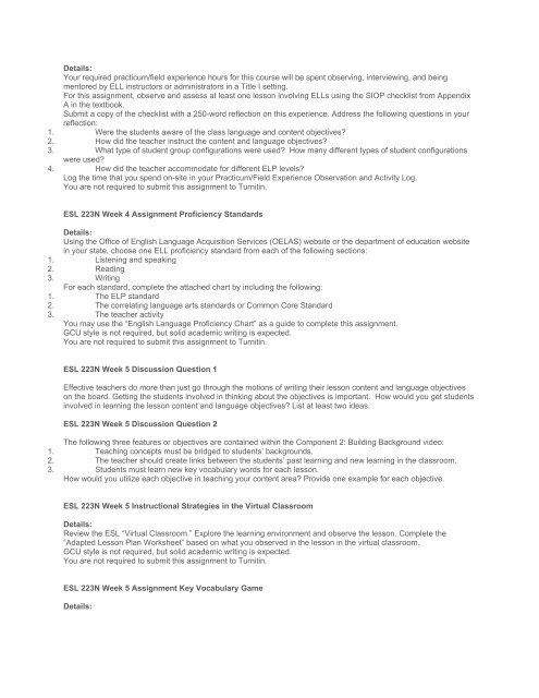 Elps Standards Chart