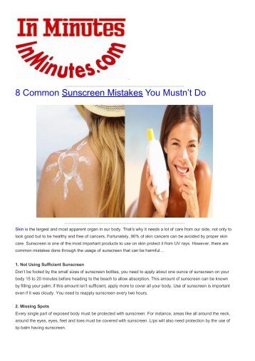 8 Common Sunscreen Mistakes You Mustn