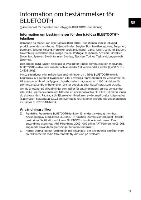Sony SVT1112S1E - SVT1112S1E Documenti garanzia Finlandese