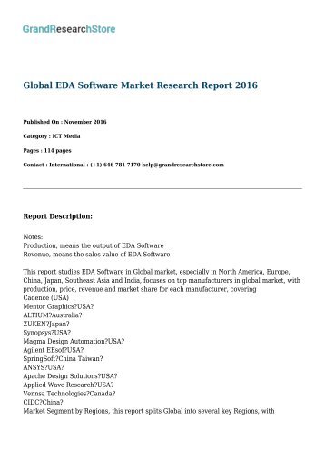 Global EDA Software Market Research Report 2016 