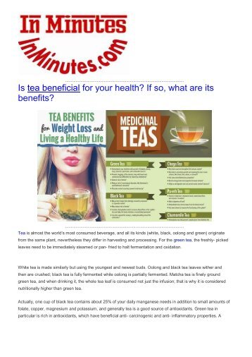 Is tea beneficial for your health