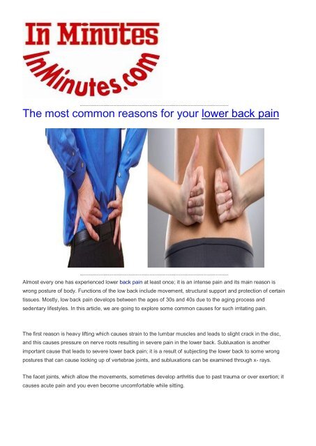 The most common reasons for your lower back pain