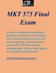 University of Phoenix MKT 575 Final Exam in Uop E Tutors