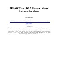 BUS 680 Week 3 DQ 2 Classroom-based Learning Experience