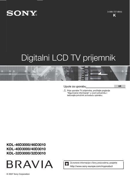 Sony KDL-32D3010 - KDL-32D3010 Istruzioni per l'uso Croato