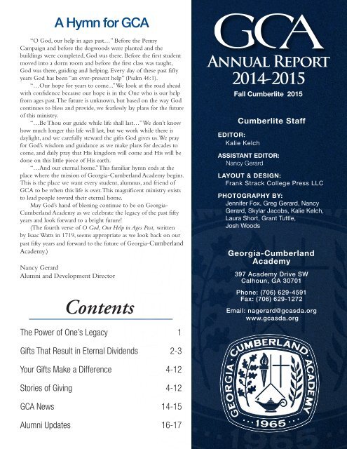 Cumberlite - 2015 Fall/Annual Report