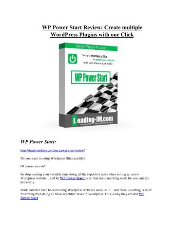 WP Power Start Reviews and Bonuses-- WP Power Start