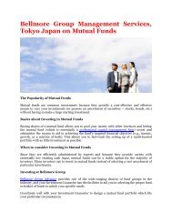 Bellmore Group Management Services, Tokyo Japan on Mutual Funds