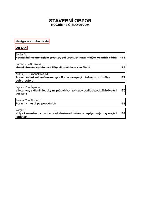 STAVEBNÍ OBZOR č. 06/2004