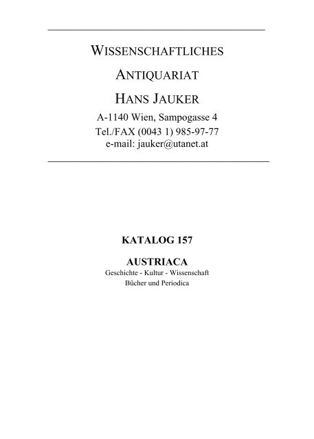 Wissenschaftliches Antiquariat Hans Jauker