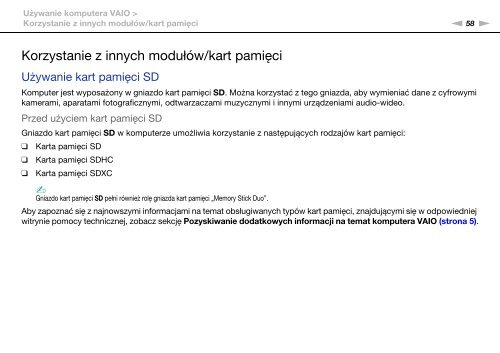 Sony VPCCB3S8E - VPCCB3S8E Istruzioni per l'uso Polacco