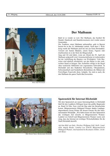 Der Maibaum - Verwaltungsgemeinschaft Höchstädt ad Donau