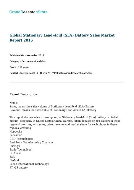 global-stationary-lead-acid-sla-battery-sales-market-report-2016-grandresearchstore