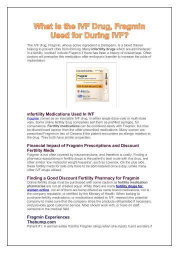 What Is the IVF Drug, Fragmin Used for During IVF