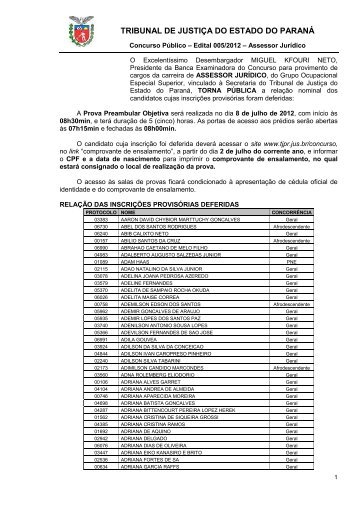 TRIBUNAL DE JUSTIÇA DO ESTADO DO PARANÁ - NC- UFPR