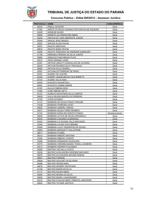 TRIBUNAL DE JUSTIÇA DO ESTADO DO PARANÁ - NC- UFPR