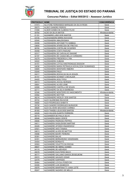 TRIBUNAL DE JUSTIÇA DO ESTADO DO PARANÁ - NC- UFPR