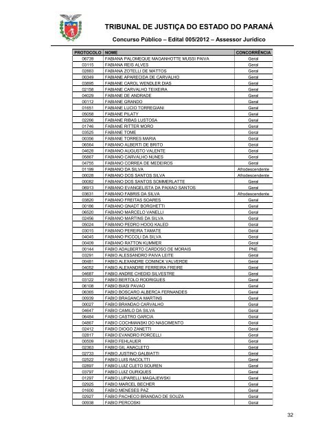 TRIBUNAL DE JUSTIÇA DO ESTADO DO PARANÁ - NC- UFPR