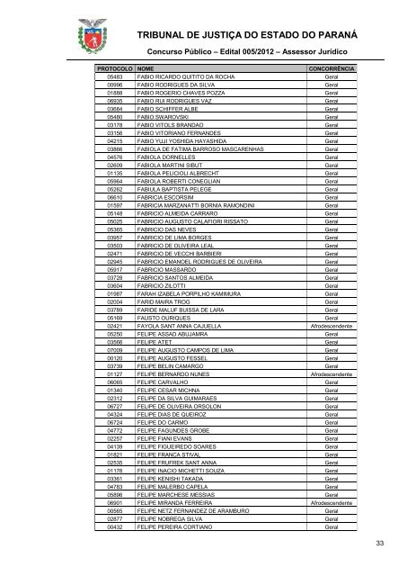 TRIBUNAL DE JUSTIÇA DO ESTADO DO PARANÁ - NC- UFPR