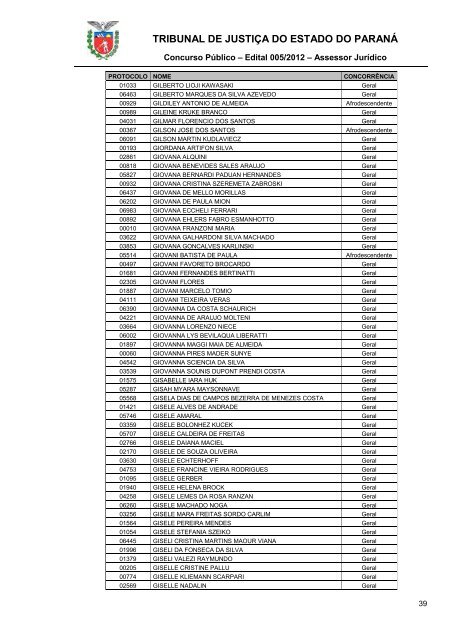 TRIBUNAL DE JUSTIÇA DO ESTADO DO PARANÁ - NC- UFPR