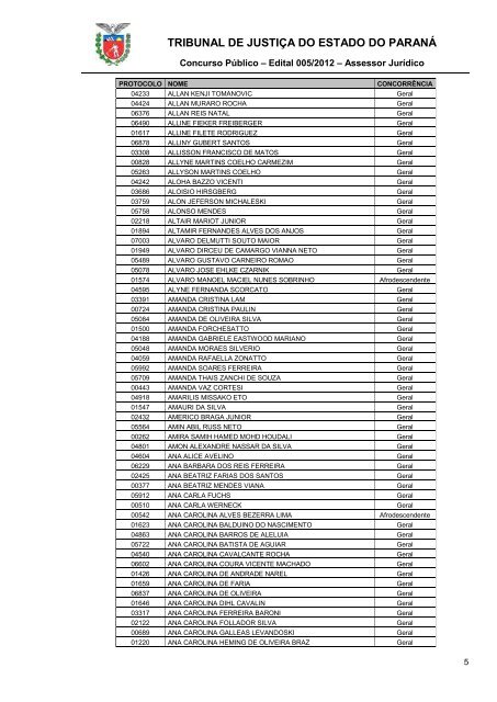 TRIBUNAL DE JUSTIÇA DO ESTADO DO PARANÁ - NC- UFPR