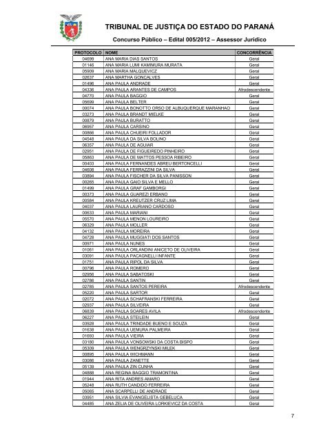 TRIBUNAL DE JUSTIÇA DO ESTADO DO PARANÁ - NC- UFPR