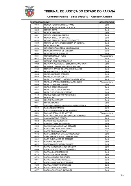 TRIBUNAL DE JUSTIÇA DO ESTADO DO PARANÁ - NC- UFPR