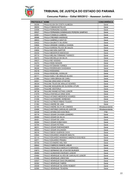 TRIBUNAL DE JUSTIÇA DO ESTADO DO PARANÁ - NC- UFPR